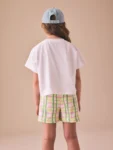 Green/Pink Check Textured Shorts