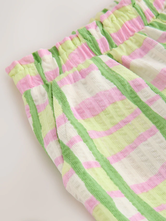 Green/Pink Check Textured Shorts