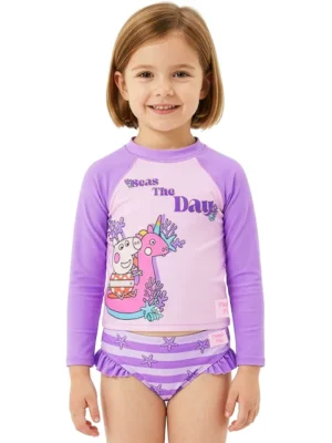 Character Purple Peppa Pig Two Piece Swimsuit Rash Vest
