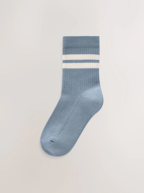 Mineral Blue/Grey Cushioned Footbed Cotton Rich Ribbed