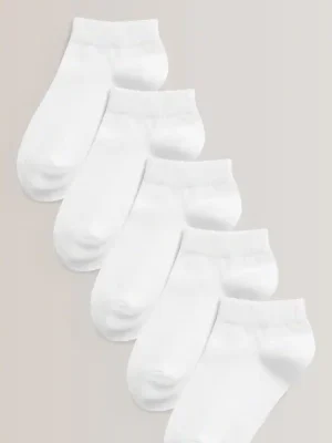 White 5 Pack Cotton Rich Trainer Socks