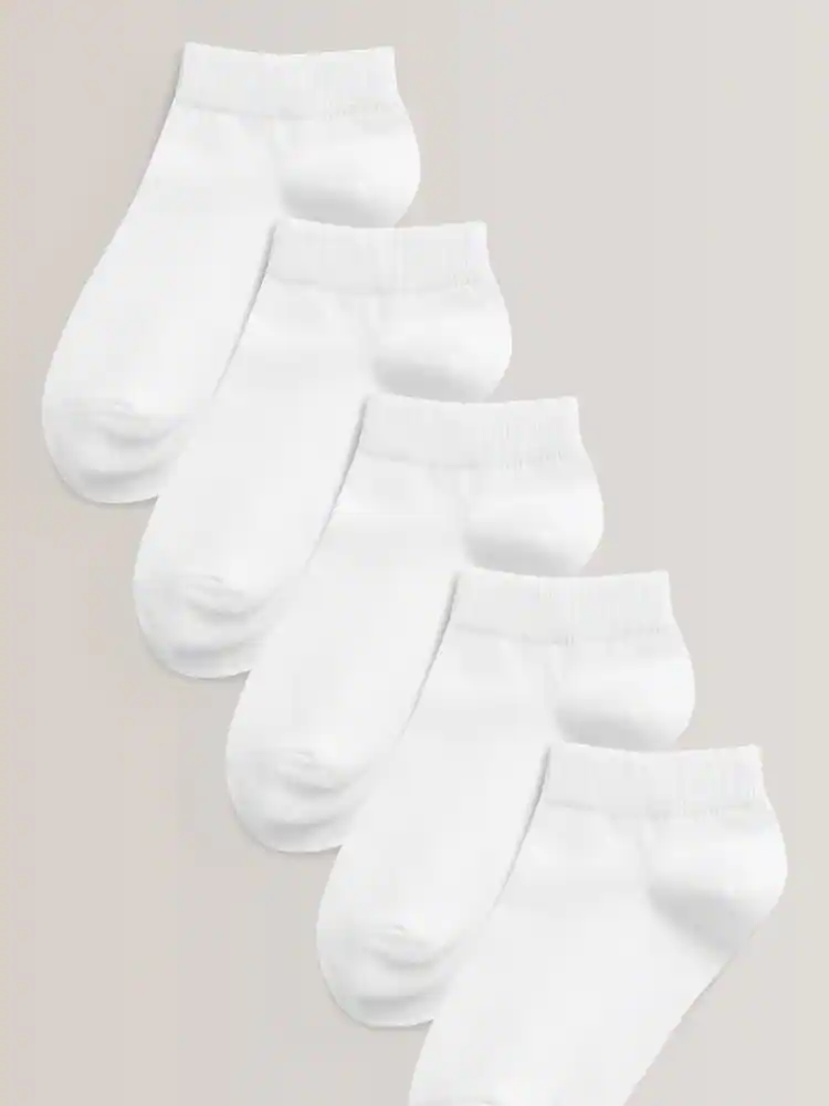 White 5 Pack Cotton Rich Trainer Socks