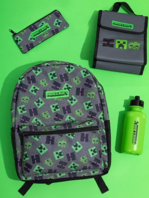 Vanilla Underground Grey Minecraft Boys Creeper 4 Piece Backpack Set