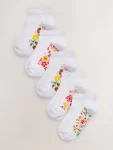 White Floral 5 Pack Cotton Rich Footbed Trainer Socks