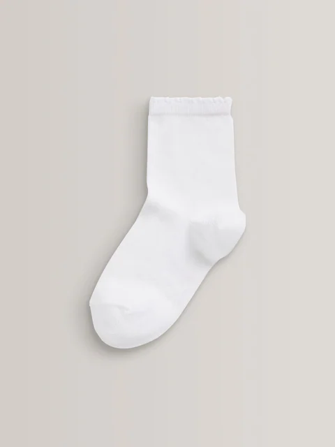 White 5 Pack Cotton Rich School Ankle Socks
