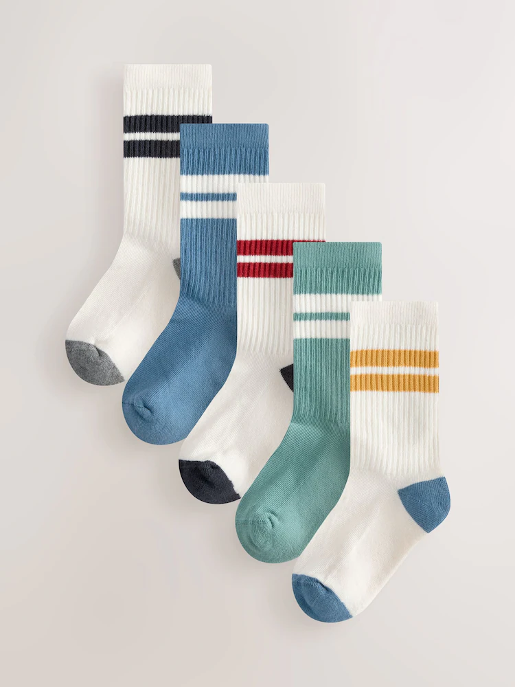 Ecru/Blue/Mineral Cushioned Footbed Cotton Rich Ribbed