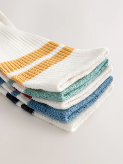 Ecru/Blue/Mineral Cushioned Footbed Cotton Rich Ribbed