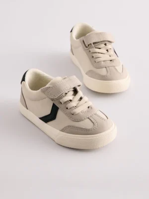 Grey Wide Fit (G) Touch Fastening Elastic Lace Trainers