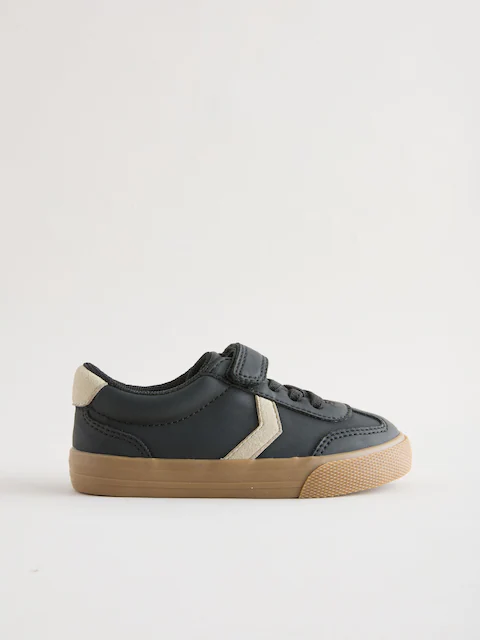 Black Standard Fit (F) Touch Fastening Elastic Lace Trainers