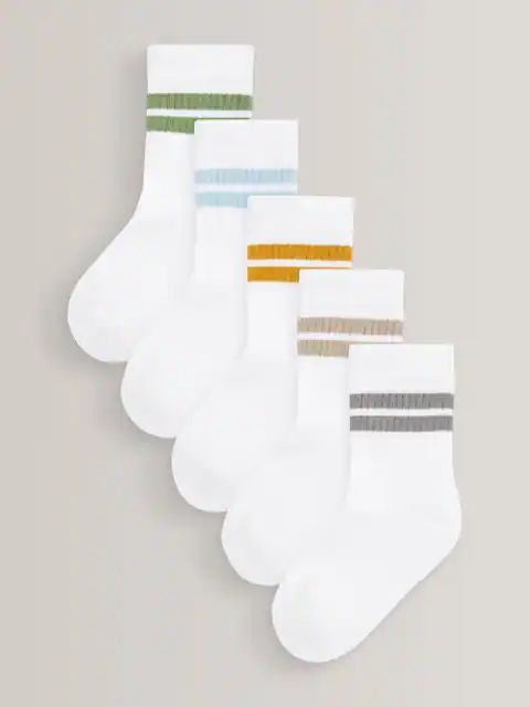 White/Neutrals Cushioned Footbed Cotton Rich Ribbed