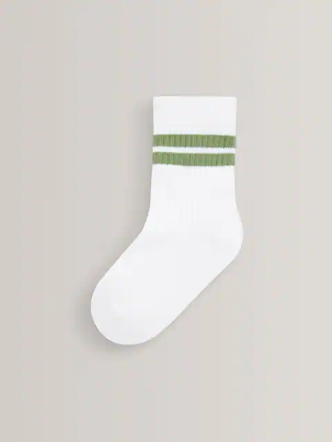 White/Neutrals Cushioned Footbed Cotton Rich Ribbed