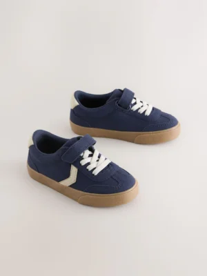 Navy Blue Standard Fit (F) Touch Fastening Elastic Lace Trainers
