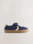 Navy Blue Standard Fit (F) Touch Fastening Elastic Lace Trainers