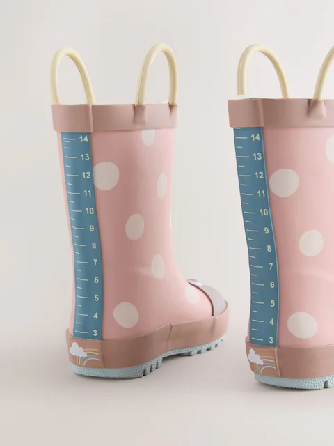 Pink Ladybird Handle Wellies