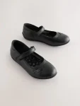 Black Leather Standard Fit (F) Mary Jane School Shoes