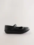 Black Leather Standard Fit (F) Mary Jane School Shoes