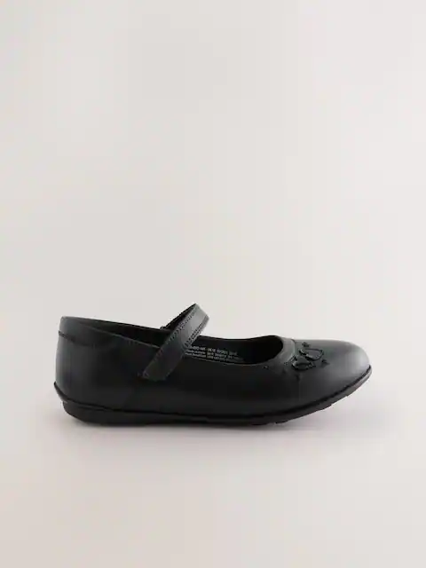 Black Leather Standard Fit (F) Mary Jane School Shoes