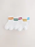 White/Multi Cropped Ankle Cushioned Footbed Cotton Rich