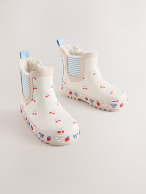 Cream/Red Cherry Chelsea Wellies
