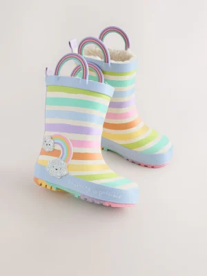 Multi Pastel Rainbow Handle Wellies
