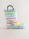 Multi Pastel Rainbow Handle Wellies