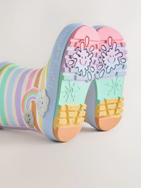 Multi Pastel Rainbow Handle Wellies