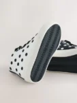 White/Black Polka Dot Standard Fit (F) High Top Trainers
