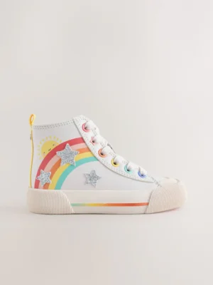 White Rainbow Wide Fit (G) High Top Trainers