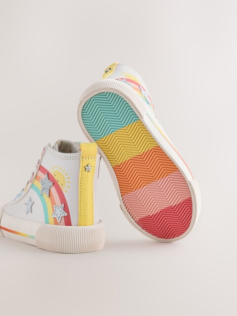White Rainbow Wide Fit (G) High Top Trainers