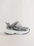 Grey Touch Fastening Elastic Lace Trainers