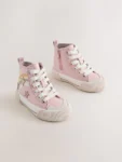 Pink Rainbow Wide Fit (G) High Top Trainers