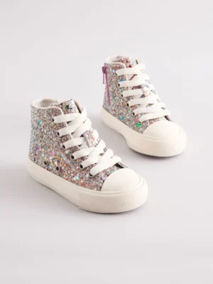 Multi Glitter Wide Fit (G) High Top Trainers