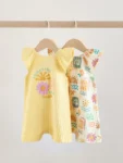 Natural Scandi Printed Jersey Baby Rompers 2 Pack