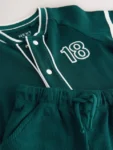 Teal Blue Short Sleeve Varsity Shorts Set