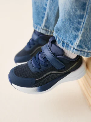 Navy Standard Fit (F) Touch Fastening Elastic Lace Trainers