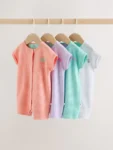 Multi Bright Coloured Jersey Baby Rompers 3 Pack