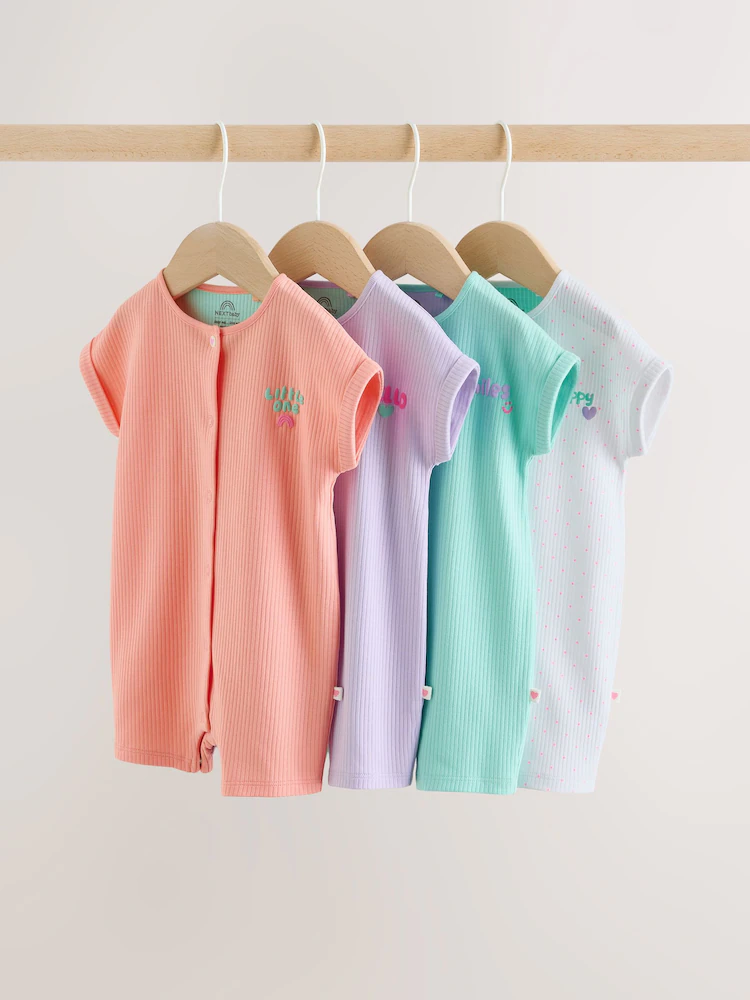 Multi Bright Coloured Jersey Baby Rompers 3 Pack