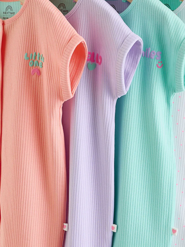 Multi Bright Coloured Jersey Baby Rompers 3 Pack