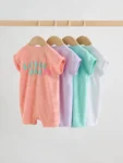 Multi Bright Coloured Jersey Baby Rompers 3 Pack