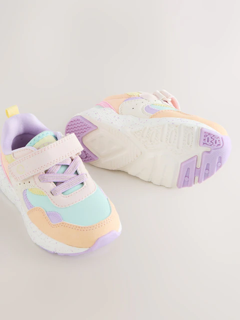 Multi Bright Standard Fit (F) Elastic Lace Touch Fasten Trainers