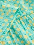 Teal Lemon Print Strappy Crinkle Summer Dress