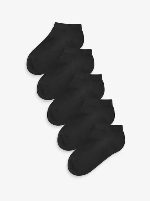 Black 5 Pack Cotton Rich Cushioned Sole Trainer Socks