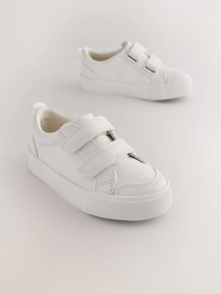 White Standard Fit (F) Two Strap Touch Fastening Trainers