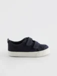Navy Canvas Standard Fit (F) Two Strap Touch Fastening Trainers