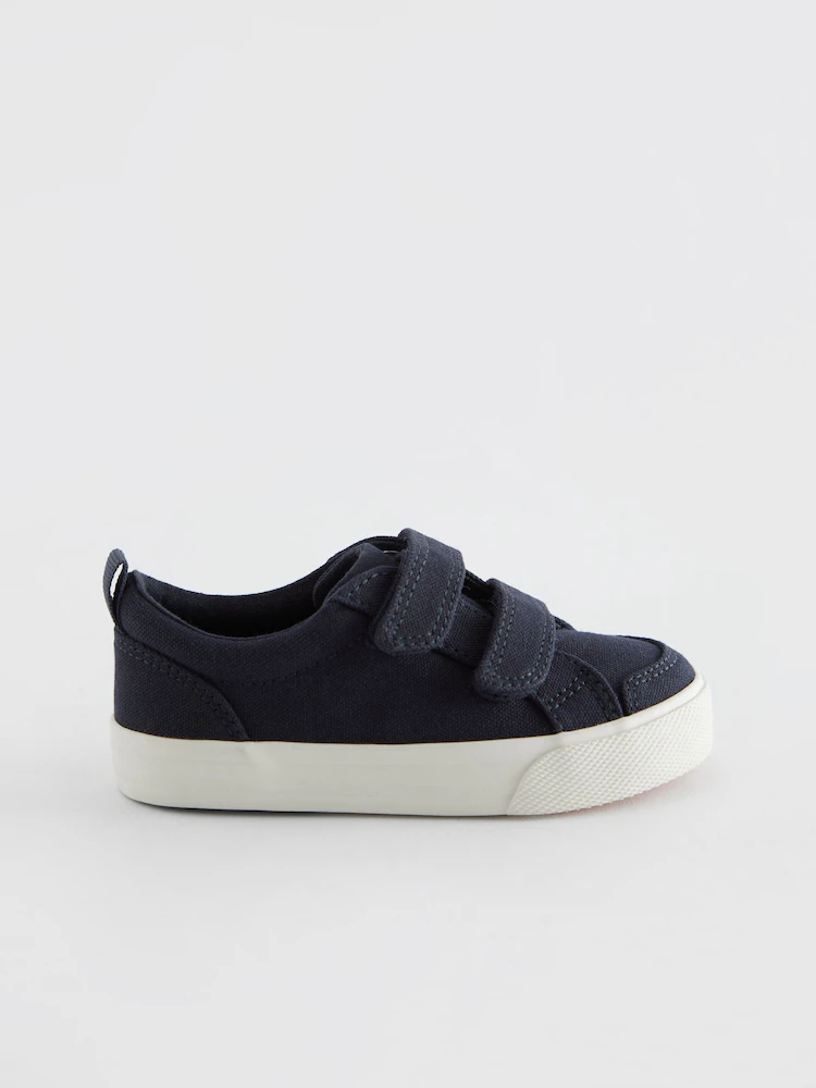 Navy Canvas Standard Fit (F) Two Strap Touch Fastening Trainers