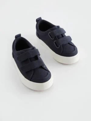 Navy Canvas Standard Fit (F) Two Strap Touch Fastening Trainers