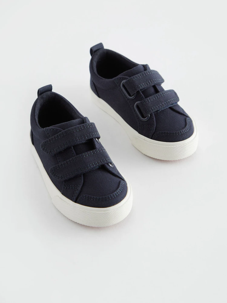 Navy Canvas Standard Fit (F) Two Strap Touch Fastening Trainers