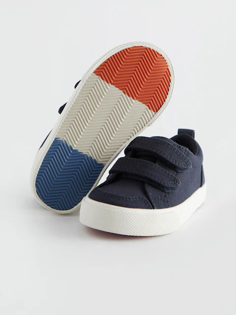 Navy Canvas Standard Fit (F) Two Strap Touch Fastening Trainers