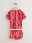 Red Check Short Sleeve Shirt and Shorts Set