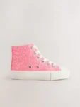 Pink Glitter Standard Fit (F) High Top Trainers